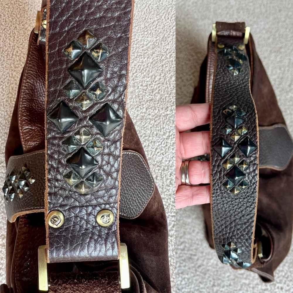 Vintage Y2K Genuine Suede Studded Hobo Bag - Picture 4 of 14
